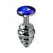 Дополнительное фото Анальная пробка с камнем LoveToy Rosebud Spiral Metal Plug серебристая с синим 6,9 см