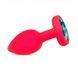 Дополнительное фото Силиконовая анальная пробка EGZO Silicone Pink Heart Plug S розовая с бирюзовым кристаллом 7,1 см