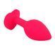 Дополнительное фото Силиконовая анальная пробка EGZO Silicone Pink Heart Plug S розовая с бирюзовым кристаллом 7,1 см