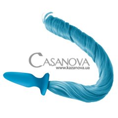 Основное фото Анальная пробка с хвостиком Unicorn Tails Pastel голубая 10 см