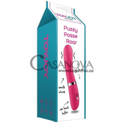 Основне фото Дизайнерський вібратор Pussy Posse Roar рожевий 21,5 см