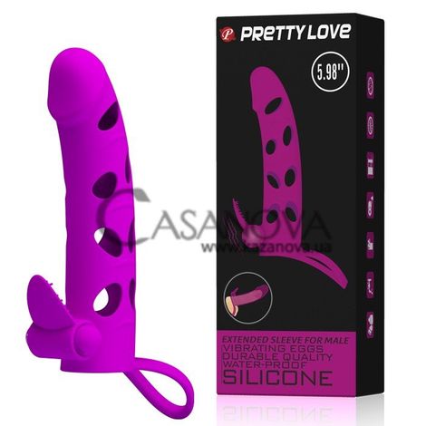Основне фото Насадка на член Pretty Love 6 Inch Vibrating Penis Sleeve фуксія 15,2 см