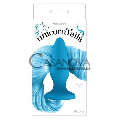 Основне фото Анальна пробка із хвостиком Unicorn Tails Pastel блакитна 10 см