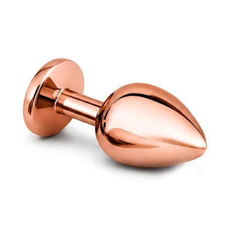 Основное фото Анальная пробка EGZO Rose Gold Round Plug M в розовом золоте с золотистым кристаллом 8,2 см