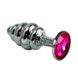 Дополнительное фото Анальная пробка с камнем LoveToy Rosebud Spiral Metal Plug серебристый и фуксия 6,9 см