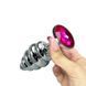 Дополнительное фото Анальная пробка с камнем LoveToy Rosebud Spiral Metal Plug серебристый и фуксия 6,9 см