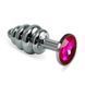 Дополнительное фото Анальная пробка с камнем LoveToy Rosebud Spiral Metal Plug серебристый и фуксия 6,9 см