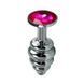 Дополнительное фото Анальная пробка с камнем LoveToy Rosebud Spiral Metal Plug серебристый и фуксия 6,9 см