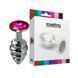 Дополнительное фото Анальная пробка с камнем LoveToy Rosebud Spiral Metal Plug серебристый и фуксия 6,9 см