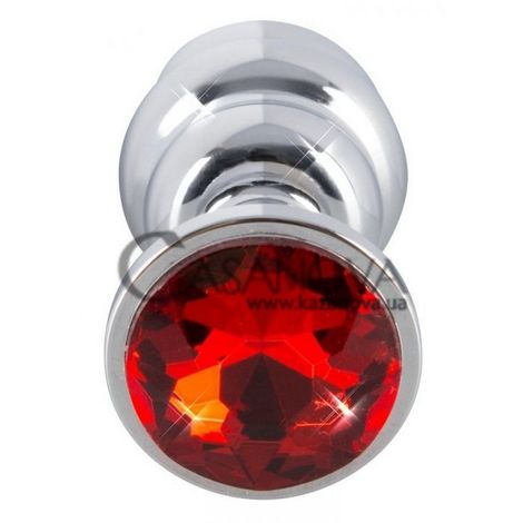 Основне фото Анальна пробка із кристалом Butt Jewelry срібляста з червоним 7 см
