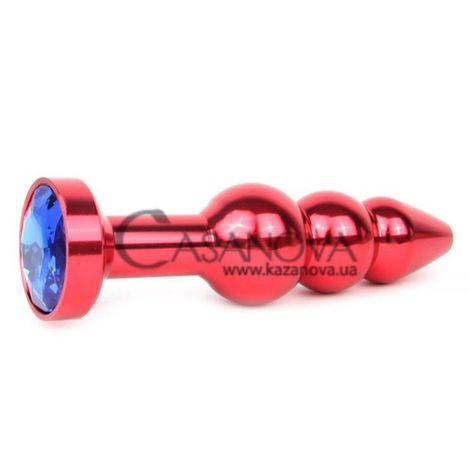 Основное фото Анальная пробка Anal Jewelry Plugs QRED-13 красная с синим кристаллом 11,3 см