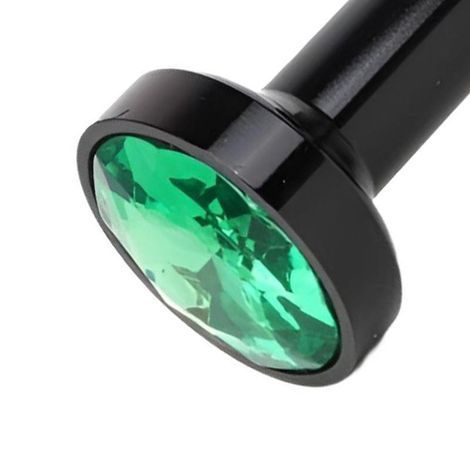 Основное фото Анальная пробка Anal Jewelry Plugs чёрная с зелёным кристаллом 10,3 см