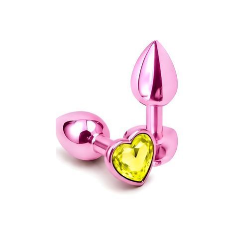 Основное фото Анальная пробка EGZO Pink Perl Heart Plug S розовая с салатовым кристаллом 7,1 см