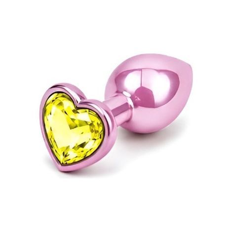 Основное фото Анальная пробка EGZO Pink Perl Heart Plug S розовая с салатовым кристаллом 7,1 см