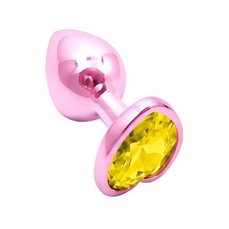 Основное фото Анальная пробка EGZO Pink Perl Heart Plug S розовая с салатовым кристаллом 7,1 см