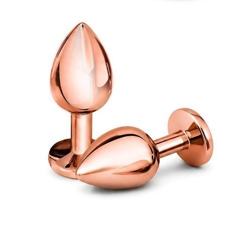 Основне фото Анальна пробка EGZO Rose Gold Round Plug M у рожевому золоті з малиновим кристалом 8,2 см