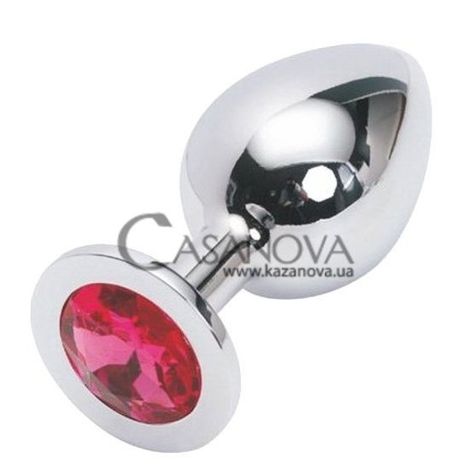 Основне фото Анальна пробка Jewelery Butt Plug Large срібляста з бордовим 9 см