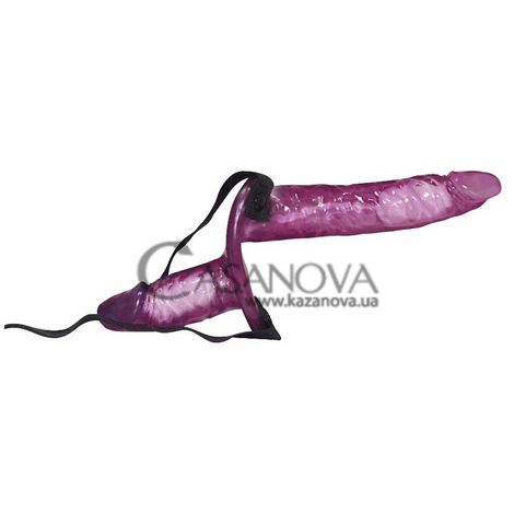 Основное фото Двухсторонний страпон с вибрацией Strap-on Duo фиолетовый 17,5 см