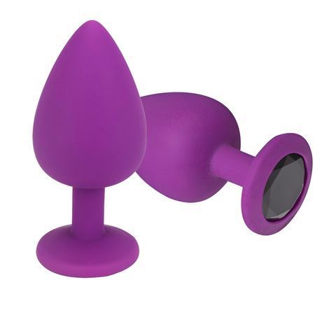 Основне фото Силіконова анальна пробка Crystal Silicone S RDNI-280571 фіолетова з чорним кристалом 7,5 см