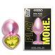 Дополнительное фото Анальная пробка EGZO Pink Perl Heart Plug S розовая с салатовым кристаллом 7,1 см