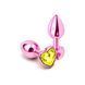 Дополнительное фото Анальная пробка EGZO Pink Perl Heart Plug S розовая с салатовым кристаллом 7,1 см