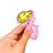 Дополнительное фото Анальная пробка EGZO Pink Perl Heart Plug S розовая с салатовым кристаллом 7,1 см