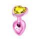 Дополнительное фото Анальная пробка EGZO Pink Perl Heart Plug S розовая с салатовым кристаллом 7,1 см