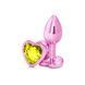 Дополнительное фото Анальная пробка EGZO Pink Perl Heart Plug S розовая с салатовым кристаллом 7,1 см