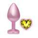 Дополнительное фото Анальная пробка EGZO Pink Perl Heart Plug S розовая с салатовым кристаллом 7,1 см