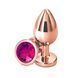 Додаткове фото Анальна пробка EGZO Rose Gold Round Plug M у рожевому золоті з малиновим кристалом 8,2 см