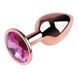 Додаткове фото Анальна пробка EGZO Rose Gold Round Plug M у рожевому золоті з малиновим кристалом 8,2 см