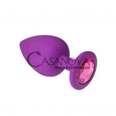 Основное фото Анальная пробка Crystal Anal Plug S фиолетовая с ярко-розовым кристаллом 7,5 см