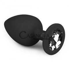 Основне фото Анальна пробка EasyToys Diamond Plug With Crystal чорна з чорним каменем 10 см