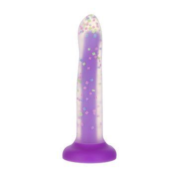 Основное фото Светящийся в темноте фаллоимитатор на присоске Addiction 8&rdquo; Glow in the Dark Dildo Purple Confetti фиолетовый 20,3 см