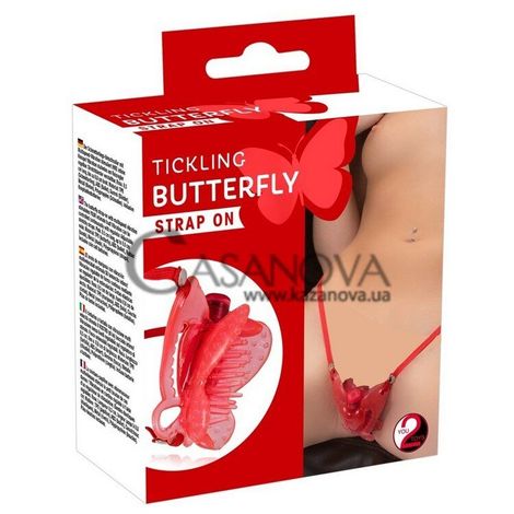 Основне фото Кліторальний стимулятор Tickling Butterfly Strap On червоний