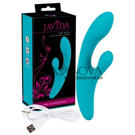 Основне фото Rabbit-вібратор Javida Vibe With Clit Stimulator бірюзовий 18,4 см