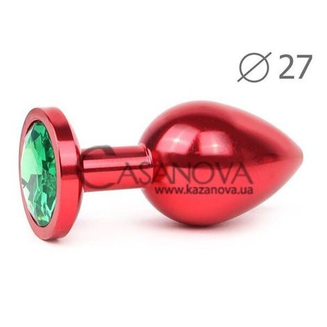 Основне фото Анальна пробка Anal Jewelry Plugs Small червона з зеленим кристалом 7 см