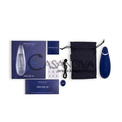 Основне фото Вакуумний кліторальний стимулятор Womanizer Premium синій 15,5 см