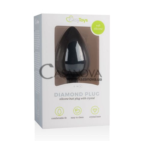 Основне фото Анальна пробка EasyToys Diamond Plug With Crystal чорна з чорним каменем 10 см