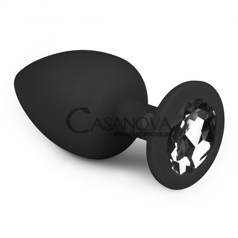 Основное фото Анальная пробка EasyToys Diamond Plug With Crystal чёрная с чёрным камнем 10 см