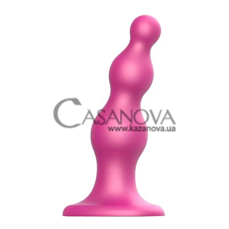 Основное фото Фаллоимитатор на присоске Strap-On-Me Plug Beads Framboise Metallic M розовый 13,8 см