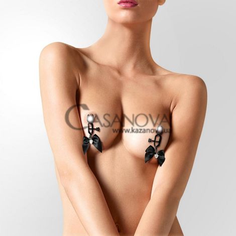 Основное фото Зажимы для сосков с бантиками Art Of Sex Nipple Clamps Black Bow чёрные
