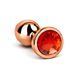 Додаткове фото Анальна пробка EGZO Rose Gold Round Plug M у рожевому золоті з червоним кристалом 8,2 см