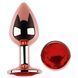 Додаткове фото Анальна пробка EGZO Rose Gold Round Plug M у рожевому золоті з червоним кристалом 8,2 см