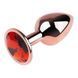 Додаткове фото Анальна пробка EGZO Rose Gold Round Plug M у рожевому золоті з червоним кристалом 8,2 см