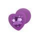 Дополнительное фото Силиконовая анальная пробка EGZO Silicone Violet Heart Plug S фиолетовая с фиолетовым кристаллом 7,1 см