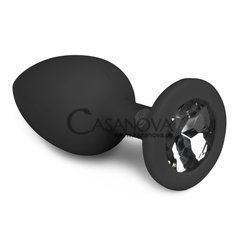 Основне фото Анальна пробка EasyToys Diamond Plug With Crystal чорна з чорним каменем 7,5 см