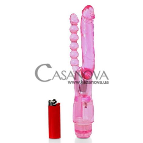 Основное фото Анально-вагинальный вибратор Dual Pleasure Vibe розовый 26,5 см
