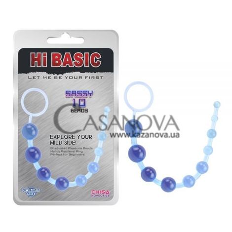 Основное фото Анальная цепочка Hi Basic Sassy 10 Beads голубая 26,3 см