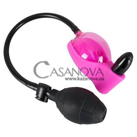 Основное фото Вагинальная помпа с клиторальным вибратором Exciting Vibrating Sucker розовая с чёрным